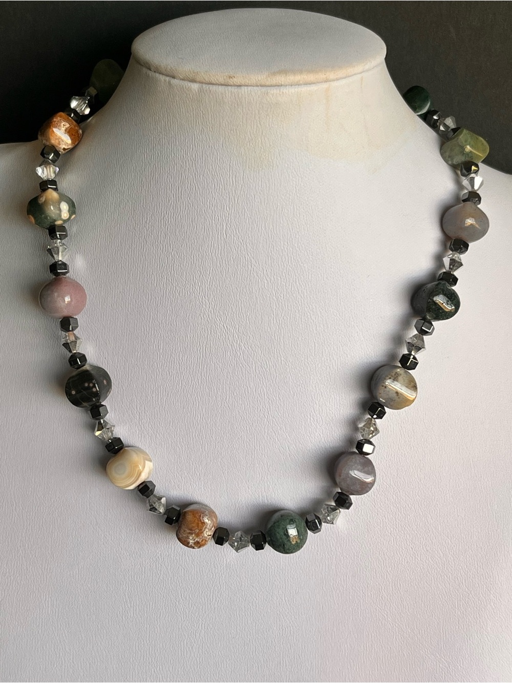 Multi-Color Agate Bead Necklace by Mary Millsaps